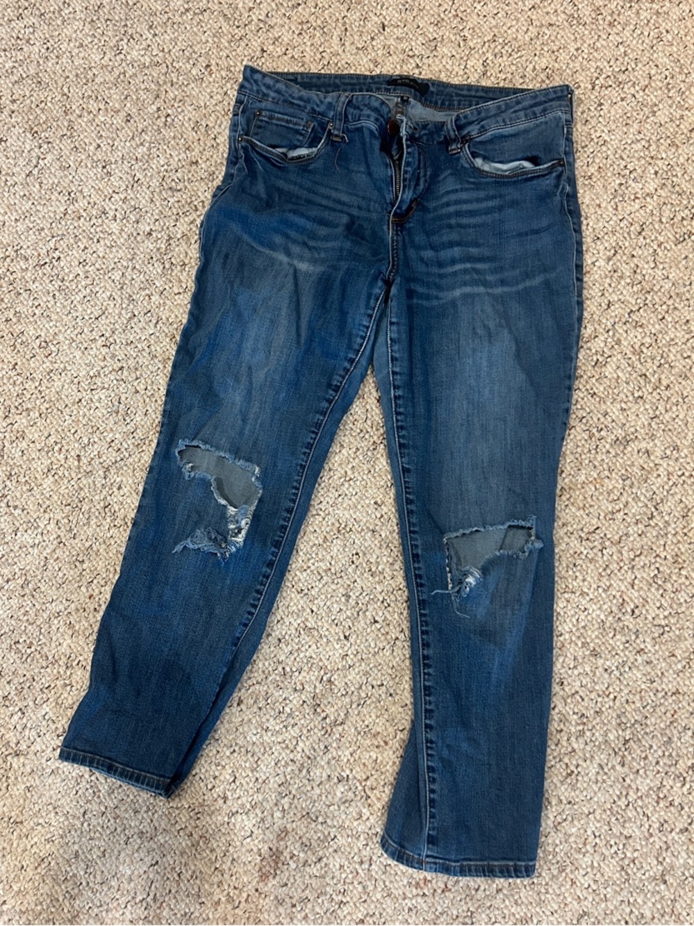 STS Blue Women's Boyfriend Jeans - Distressed Dark Blue